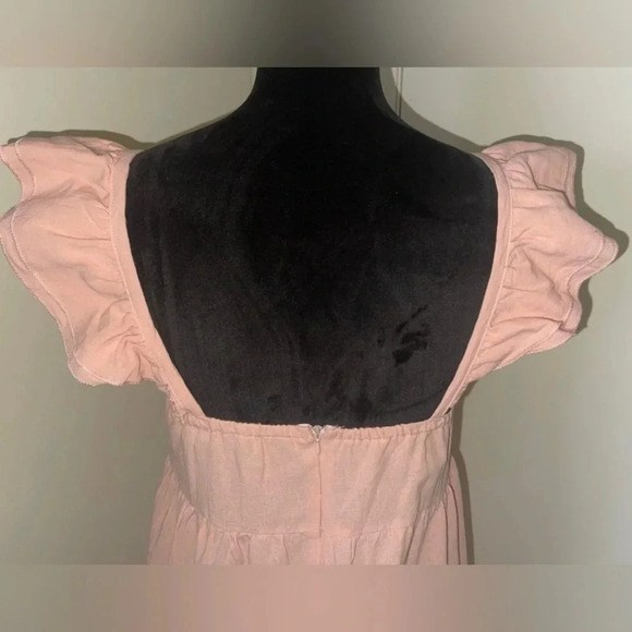 SHEIN Ruffle Hem Fly Sleeve Square Neck Midi Dress - Picture 6 of 8